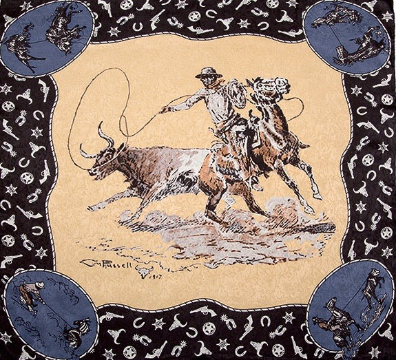 CM Russell Design Tan 34.5" Silk Wild Rag