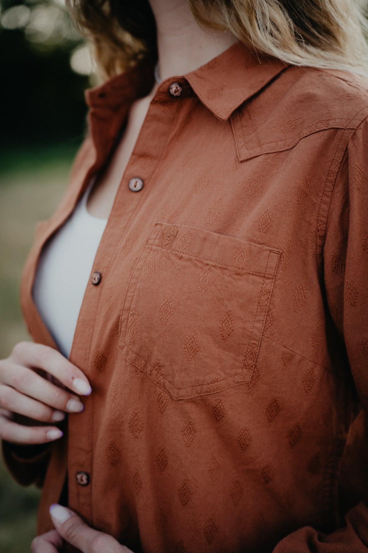 'Jean' Ginger Long Sleeve Button Up (S-XXL)