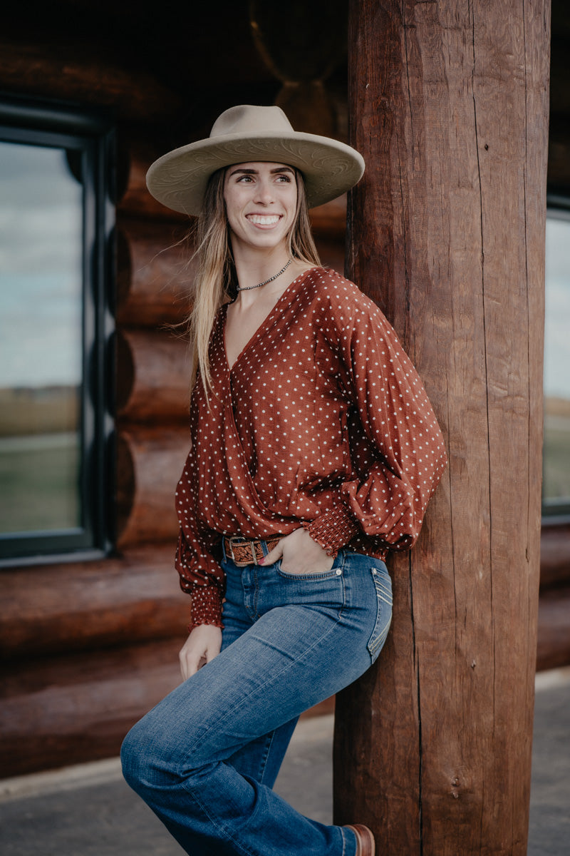 'Claudia' Polka Dot Long Sleeve Blouse (S-L)