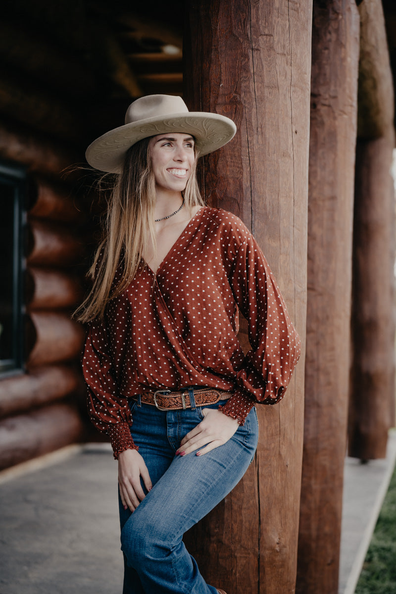 'Claudia' Polka Dot Long Sleeve Blouse (S-L)