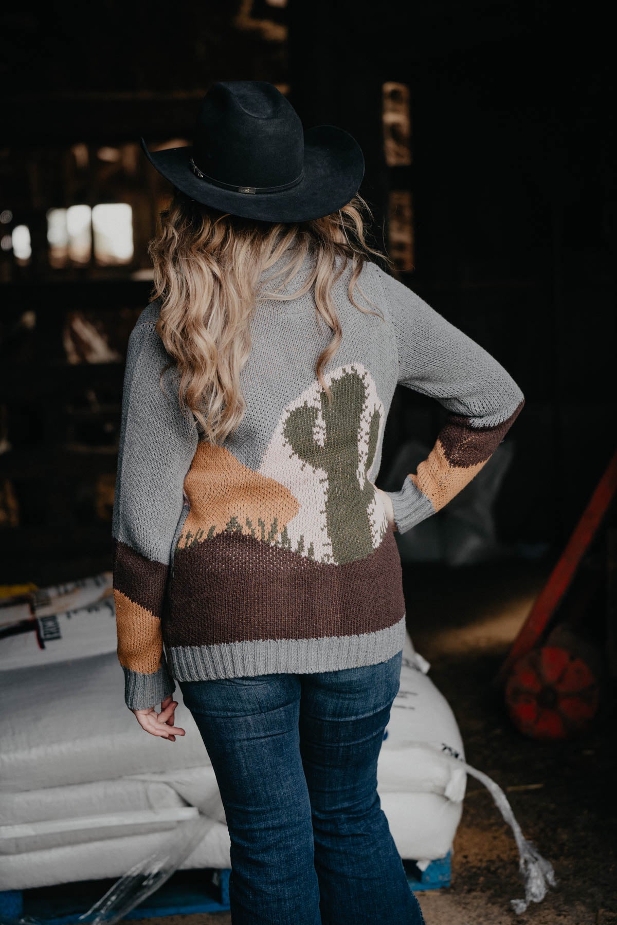 ‘Cactus Sunset’ Grey Cardigan (S - XXL)