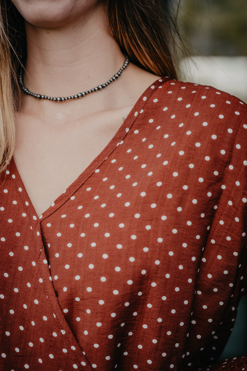 'Claudia' Polka Dot Long Sleeve Blouse (S-L)