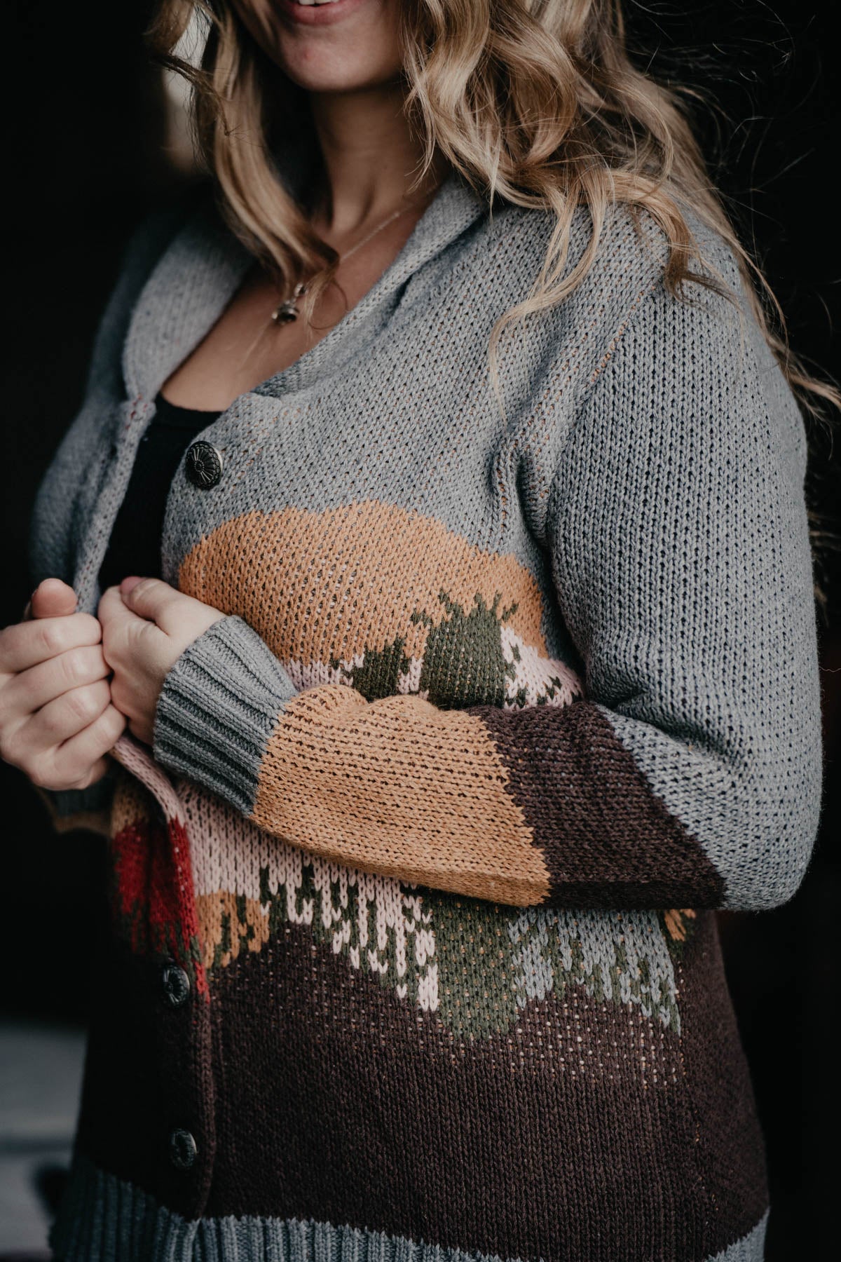 ‘Cactus Sunset’ Grey Cardigan (S - XXL)