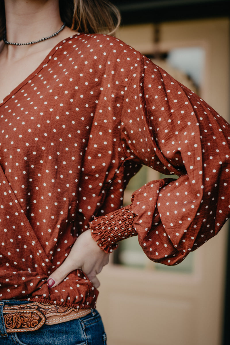 'Claudia' Polka Dot Long Sleeve Blouse (S-L)