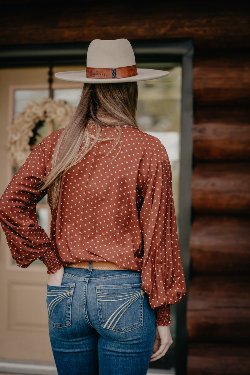 'Claudia' Polka Dot Long Sleeve Blouse (S-L)
