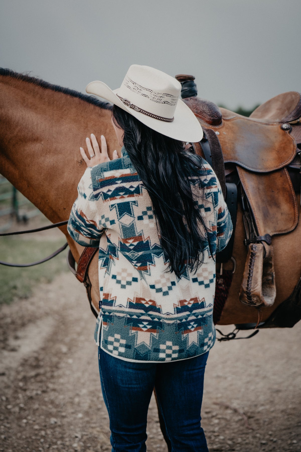 'Rosalie' Women's Wrangler Aztec Sherpa Pullover (S-XXL)