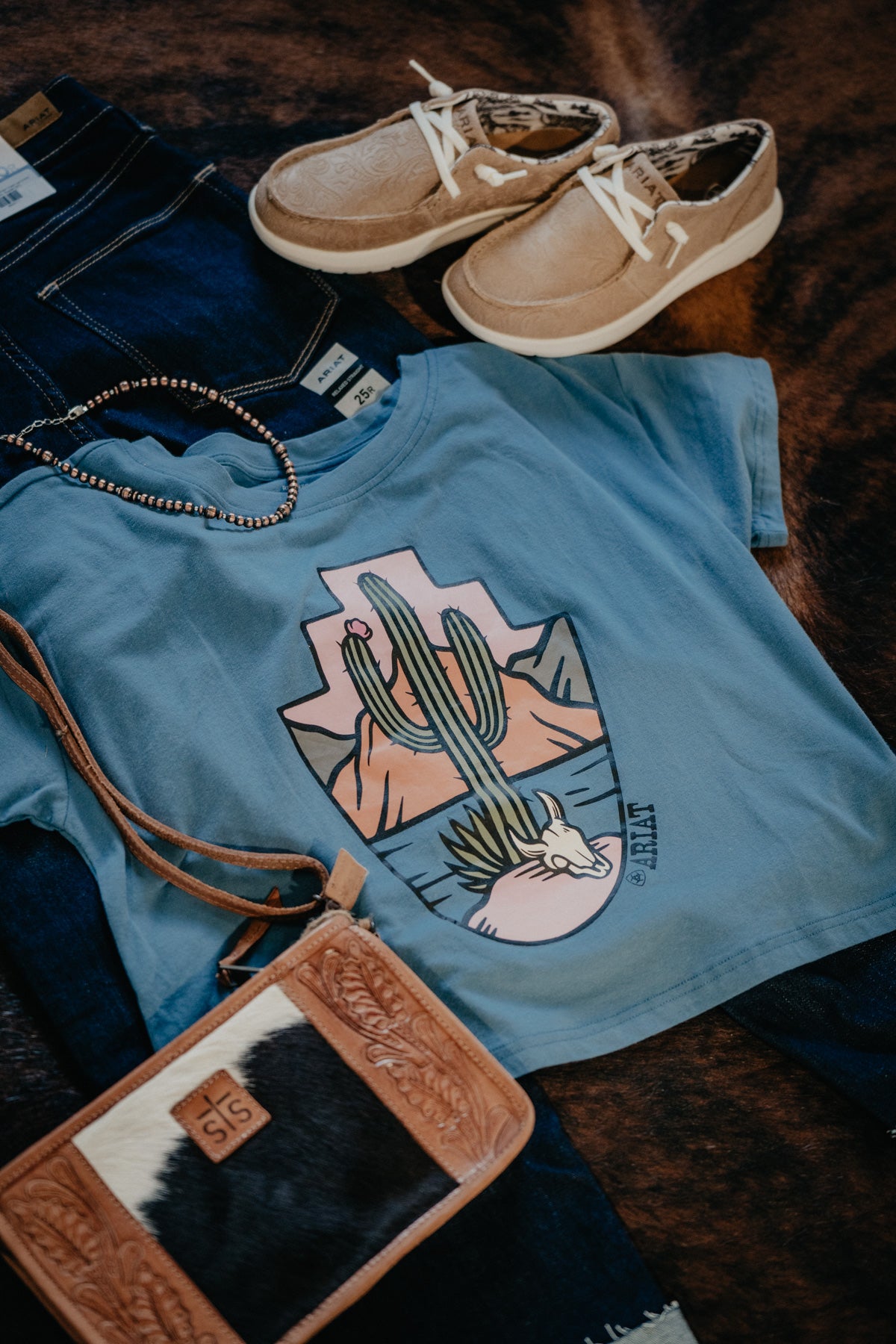 'Copen' Ariat Cropped Cactus T Shirt (XS - XXL)