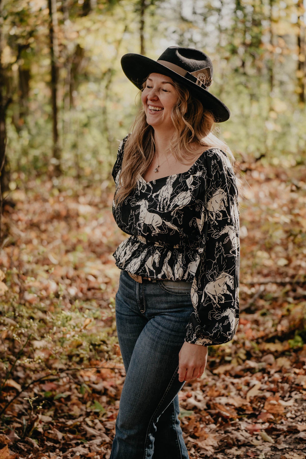 'Stampede' Women's Wrangler Retro Peplum Top (S - XXL)