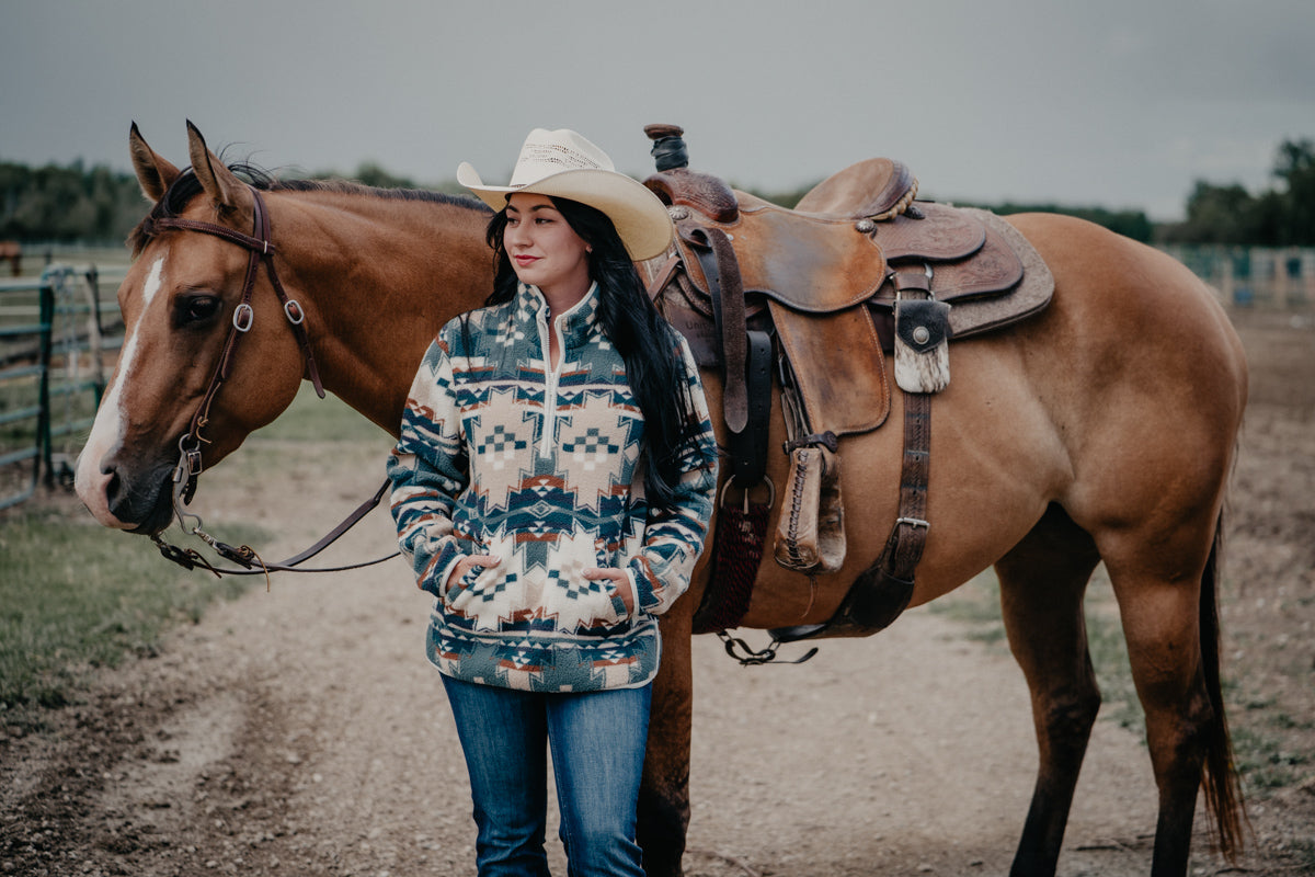 'Rosalie' Women's Wrangler Aztec Sherpa Pullover (S-XXL)