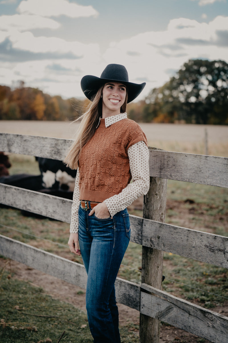 'Kingsley' Cinnamon Cable Knit Mock Neck Sweater (S-L)