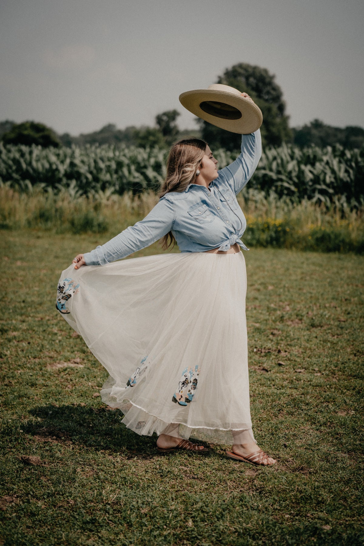 'Gaia' Cream Tulle Maxi Skirt with Sequin Boot Detail (S - L)