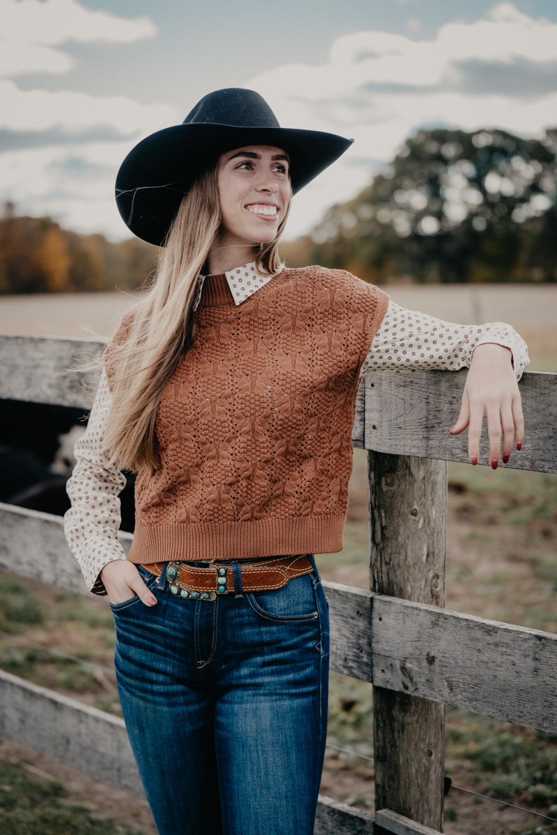 'Kingsley' Cinnamon Cable Knit Mock Neck Sweater (S-L)