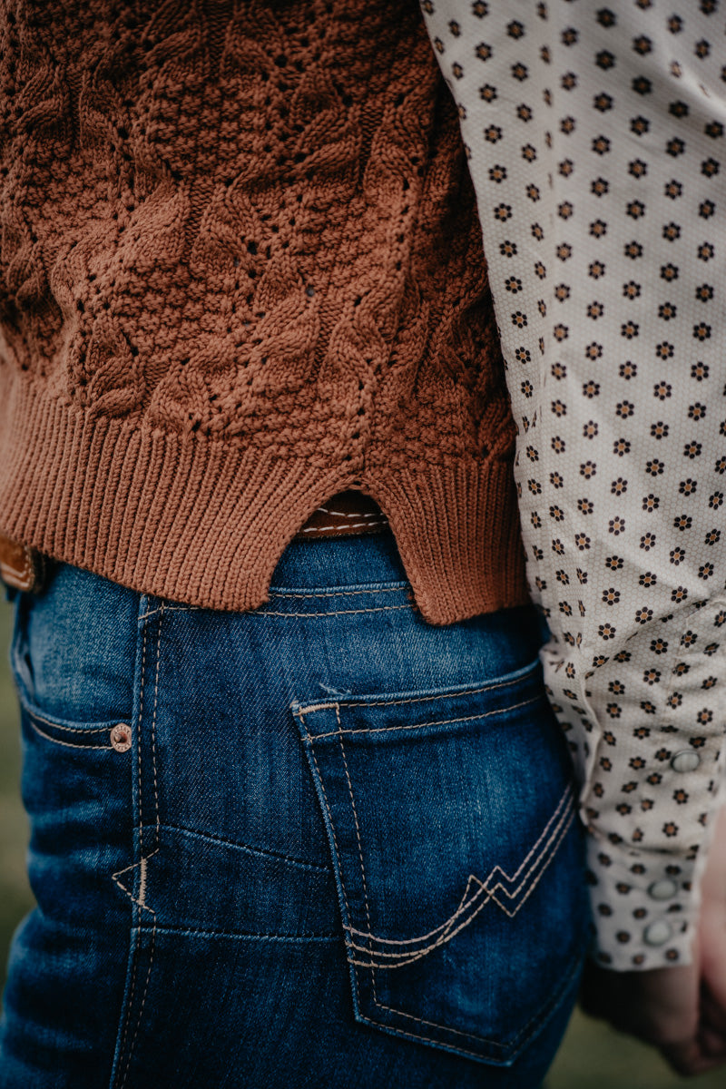 'Kingsley' Cinnamon Cable Knit Mock Neck Sweater (S-L)
