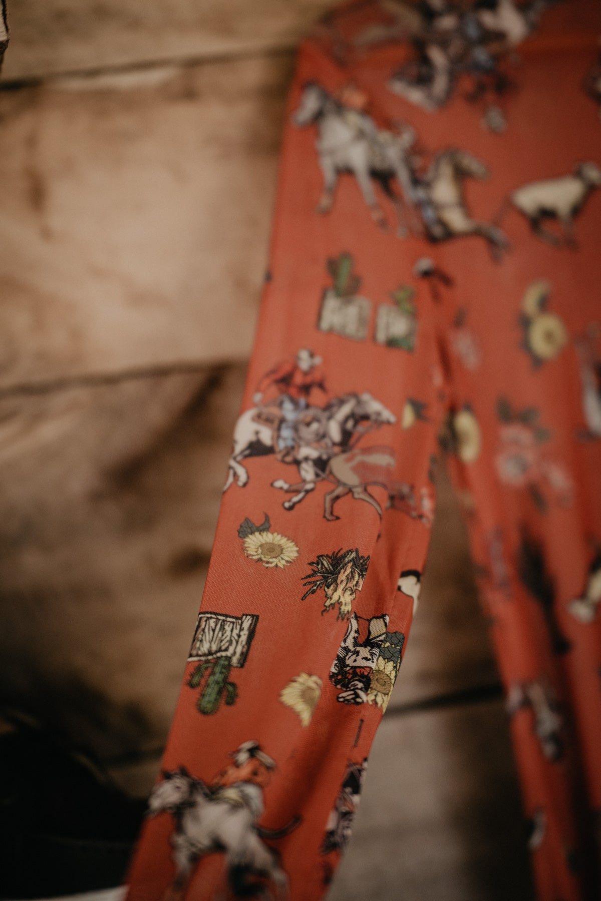 'Rylee' Cowboys and Sunflowers Print Relaxed Mesh Long Sleeve (S-XL)