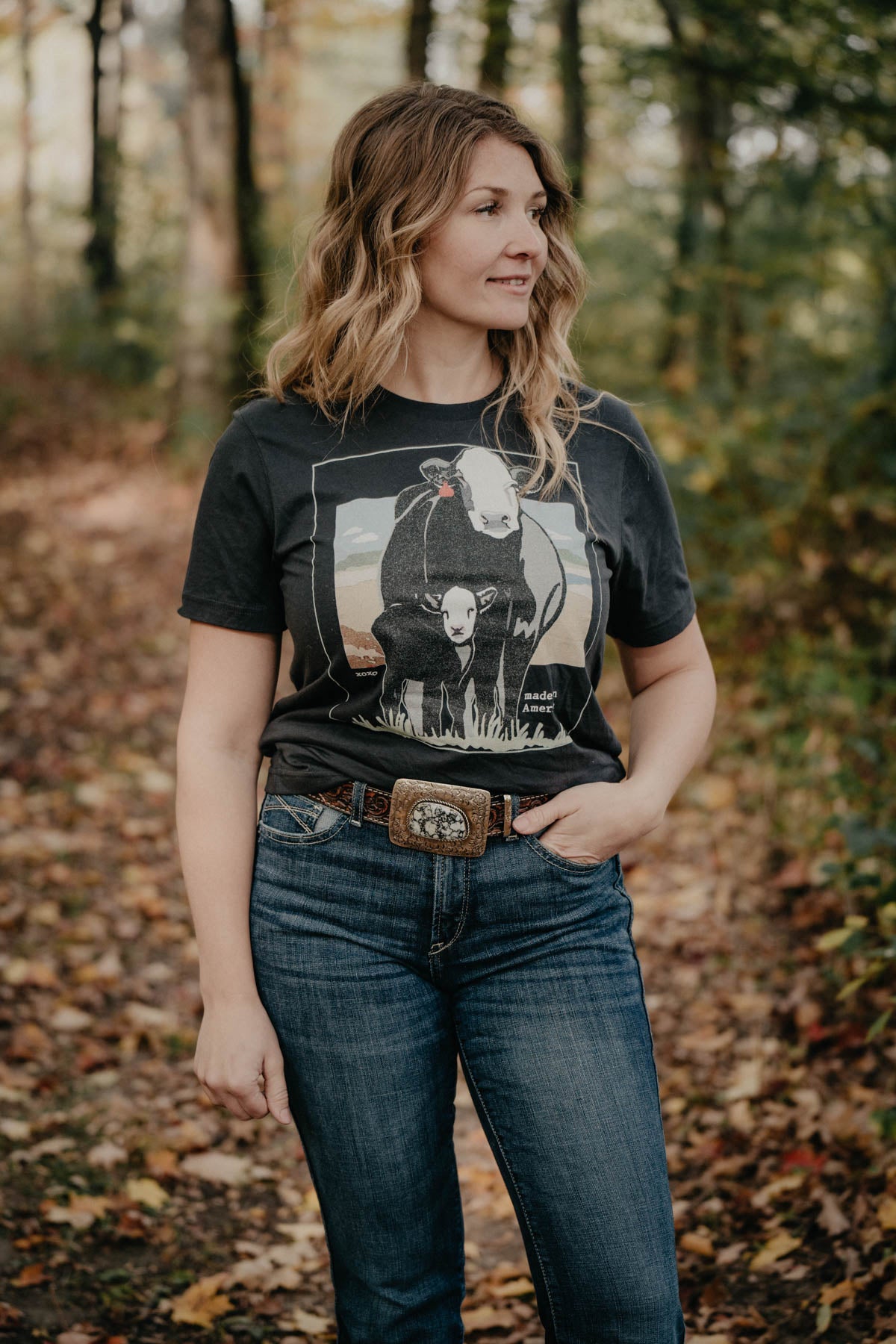 'Baldie' Cow Charcoal Unisex Graphic T (XS - XXL)