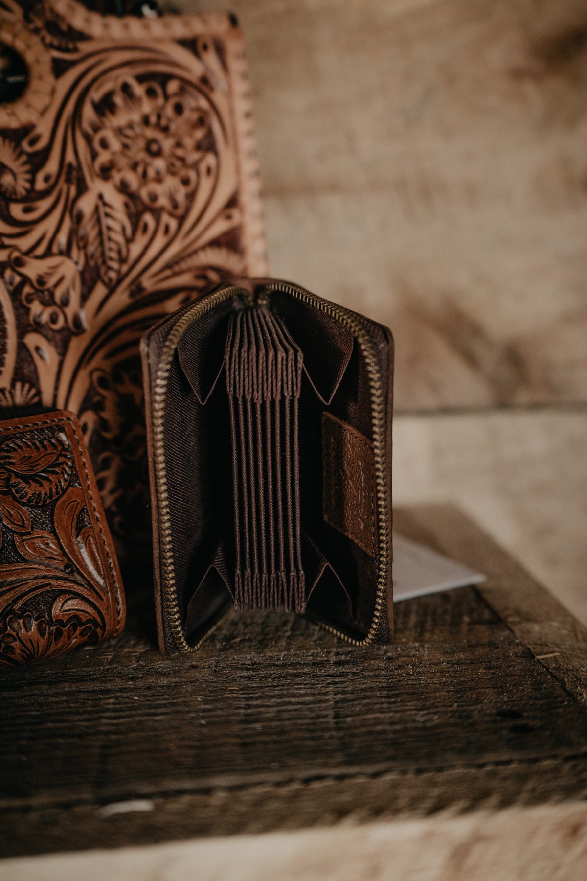 Leather Tooled Credit Card Wallet (2 Options)