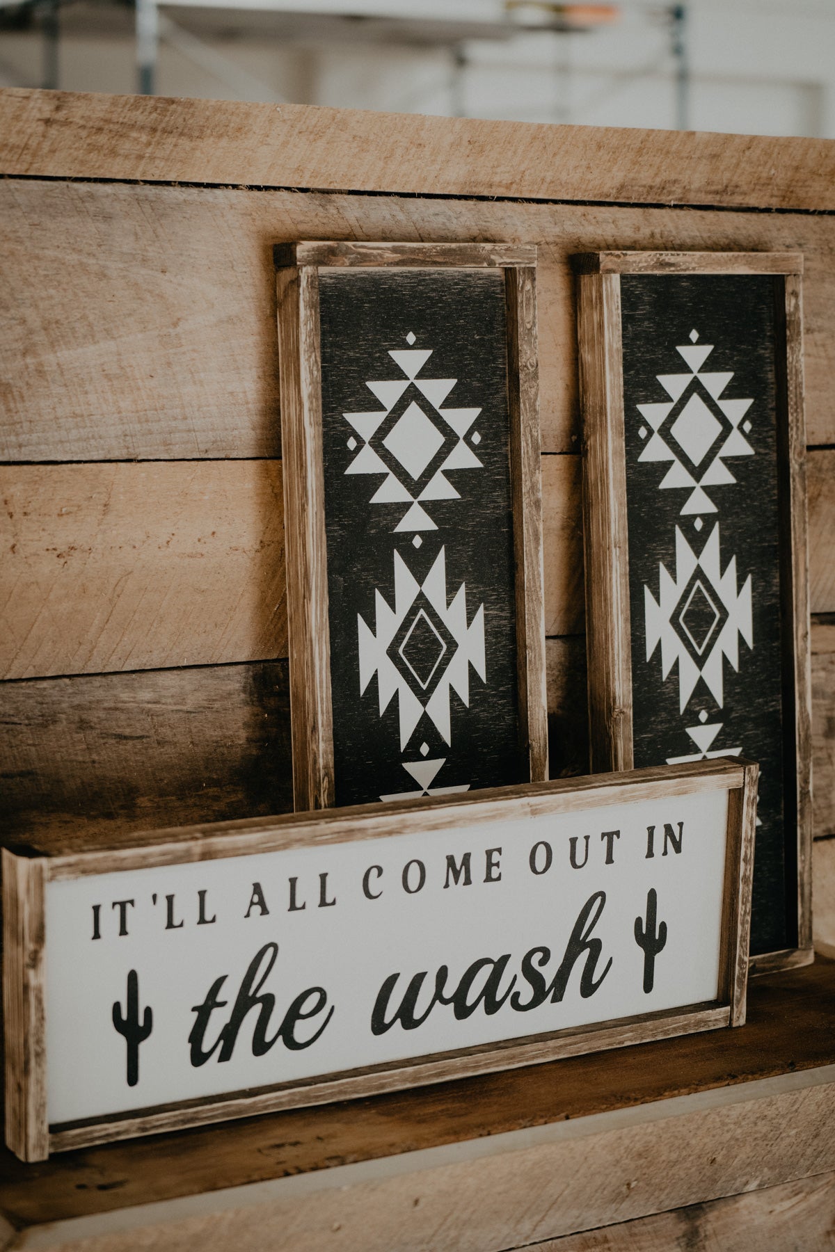 "Aztec Duo" Handmade Rustic Wood Sign Set