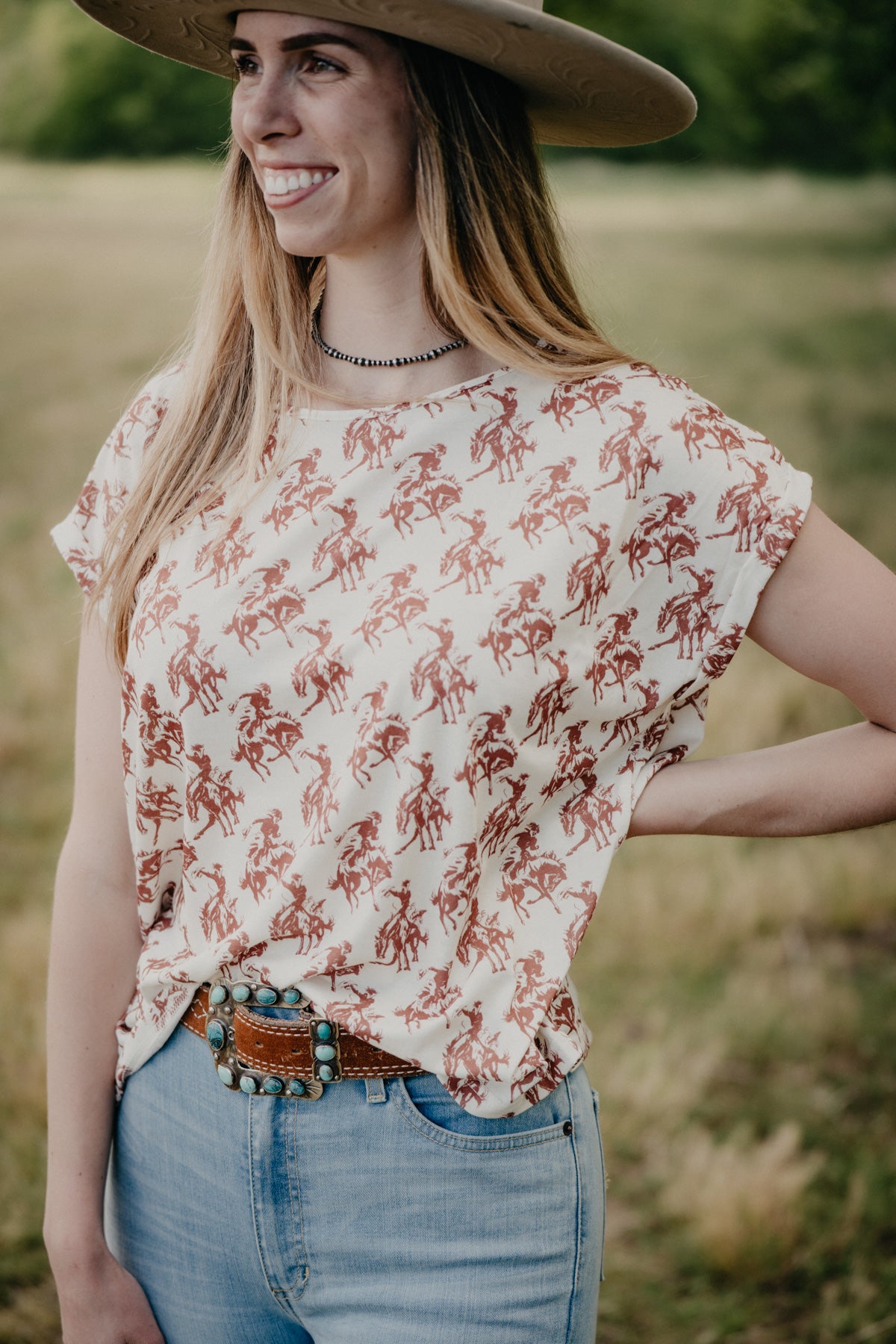 'Bowen' Buckaroo Short Sleeve Knit Top (S-XXL)