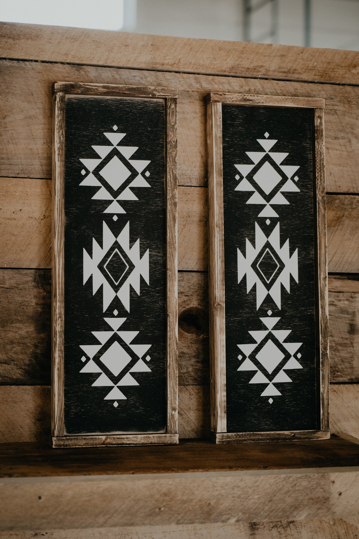 "Aztec Duo" Handmade Rustic Wood Sign Set