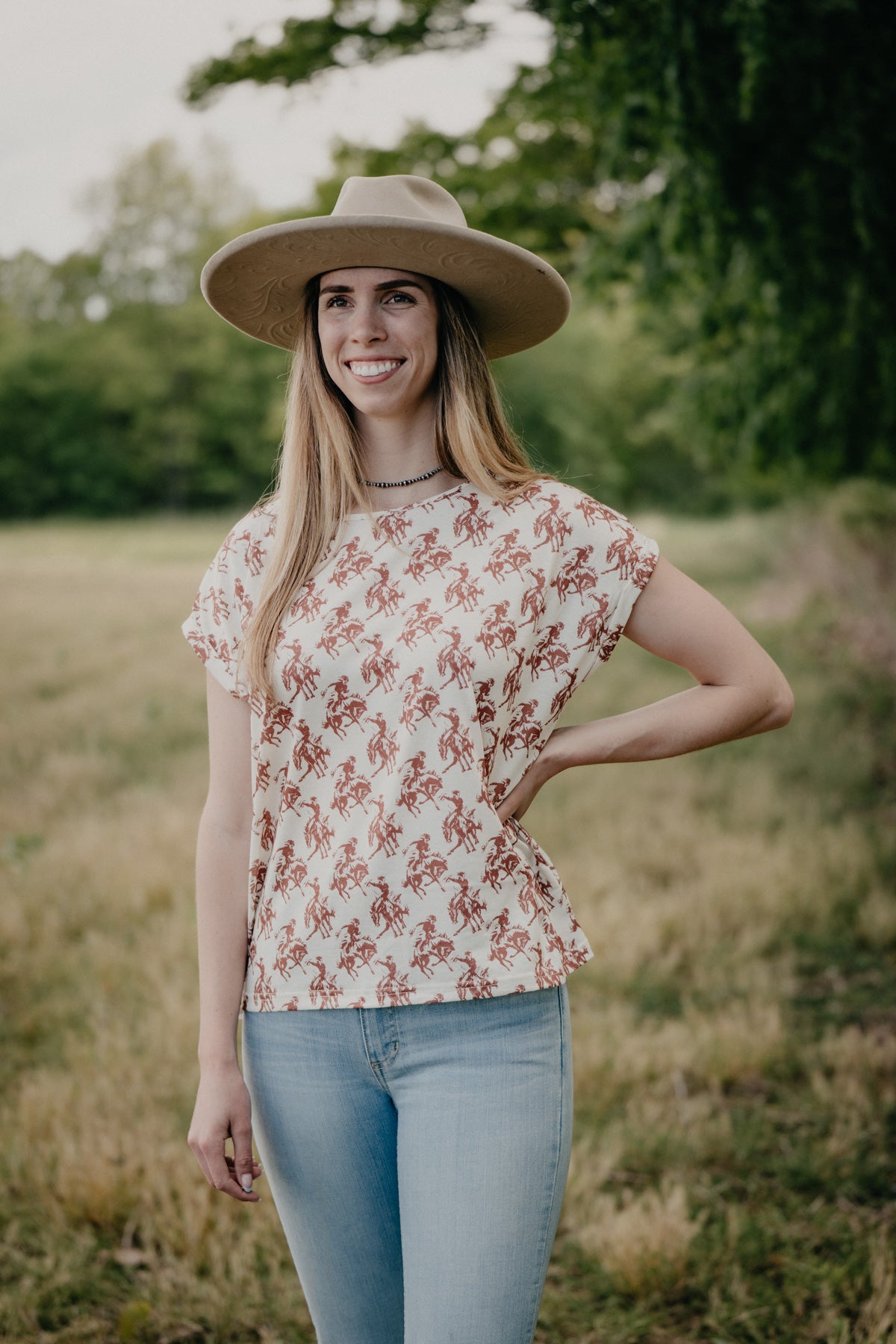 'Bowen' Buckaroo Short Sleeve Knit Top (S-XXL)