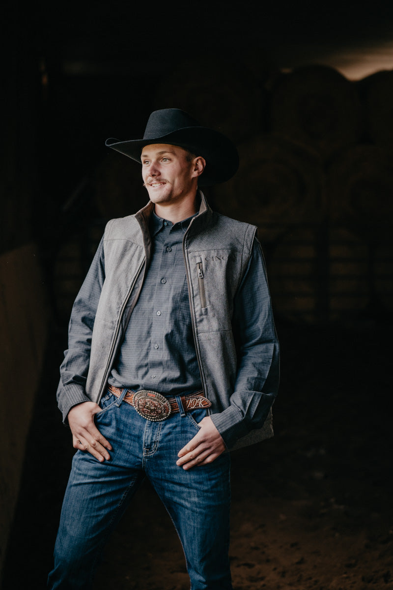'Johnny' Men's Cody Johnson One Pocket Button Down Shirt Black Shadow (L-XXL)