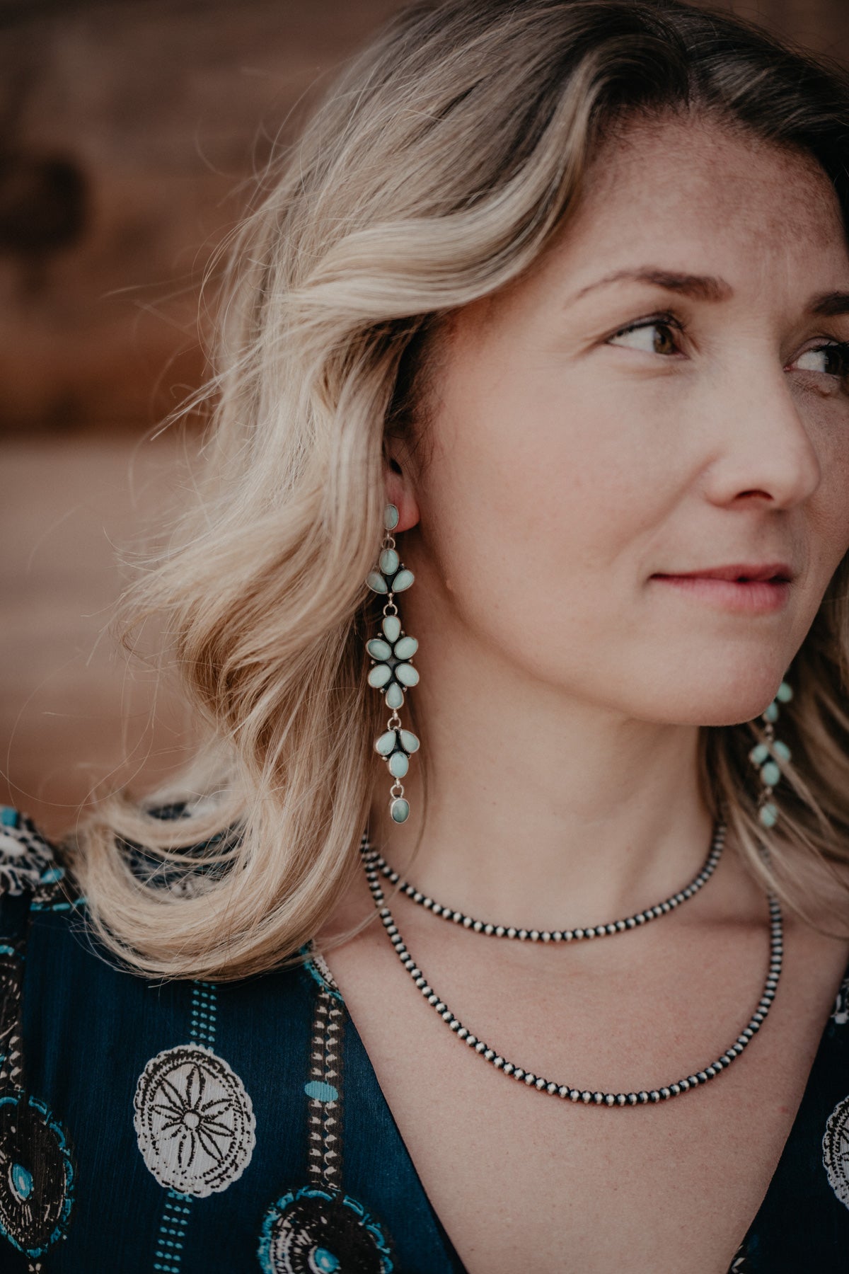 'Legacie' Statement Cluster Drop Turquoise Dangle Earrings