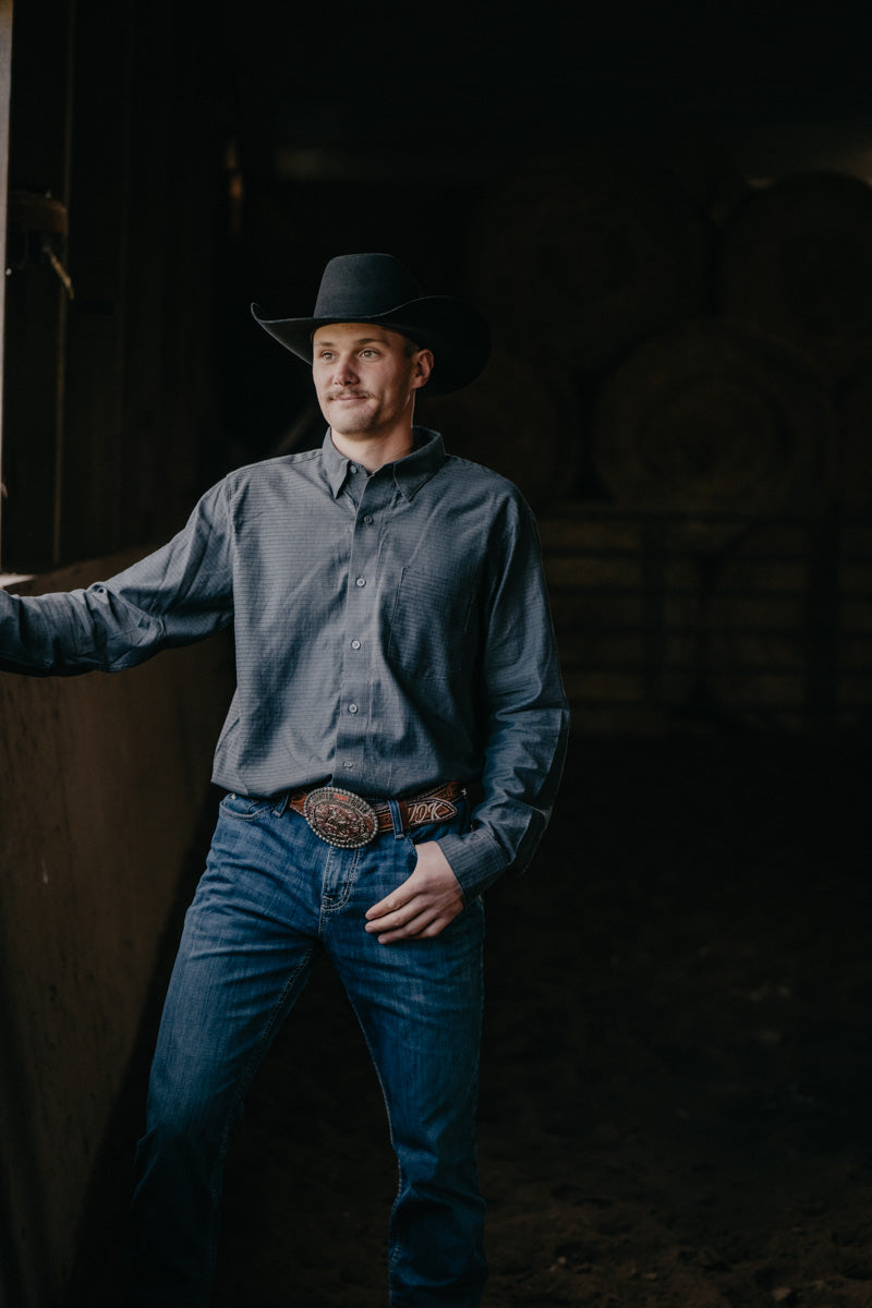 'Johnny' Men's Cody Johnson One Pocket Button Down Shirt Black Shadow (L-XXL)