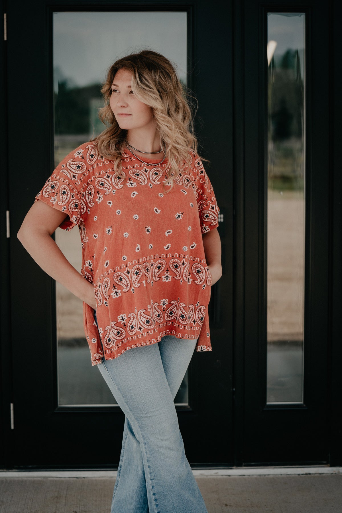 'Landry' Oversized Bandanna Print Shirt with Split Hem (2 Colours; S - L)
