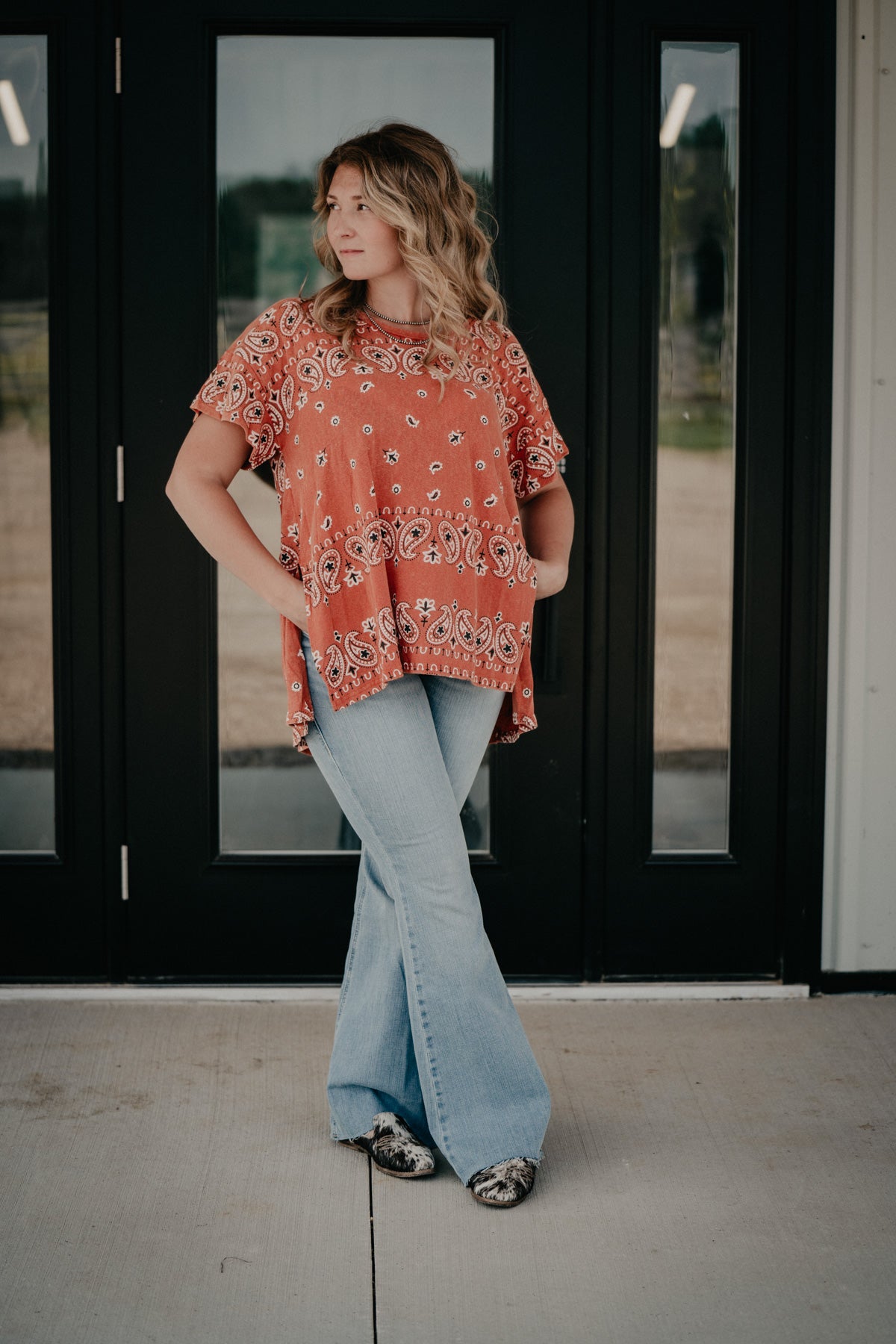 'Landry' Oversized Bandanna Print Shirt with Split Hem (2 Colours; S - L)