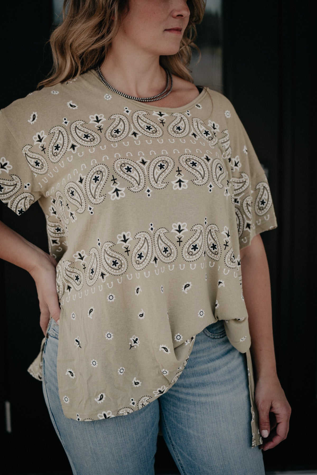 'Landry' Oversized Bandanna Print Shirt with Split Hem (2 Colours; S - L)