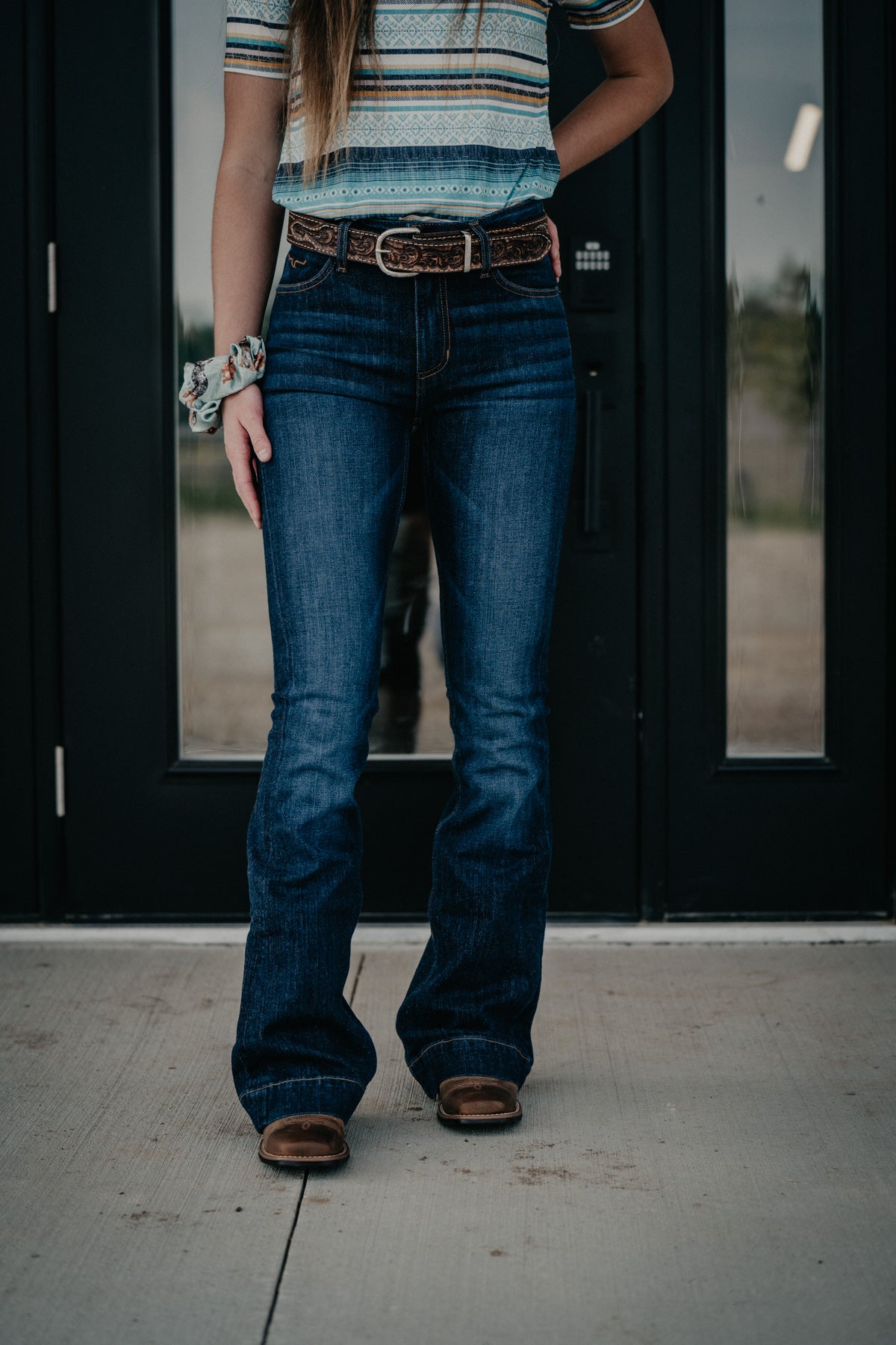 Jennifer High Rise Flare Jean by Kimes Ranch (Dark Blue)