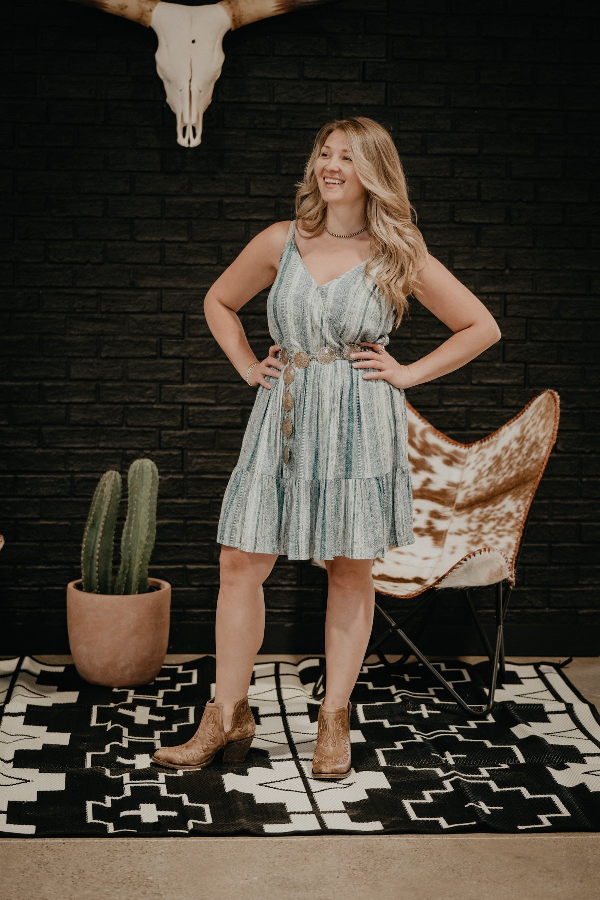 'Beckette' Denim Striped Mini Dress by Justin (1 XS Only)