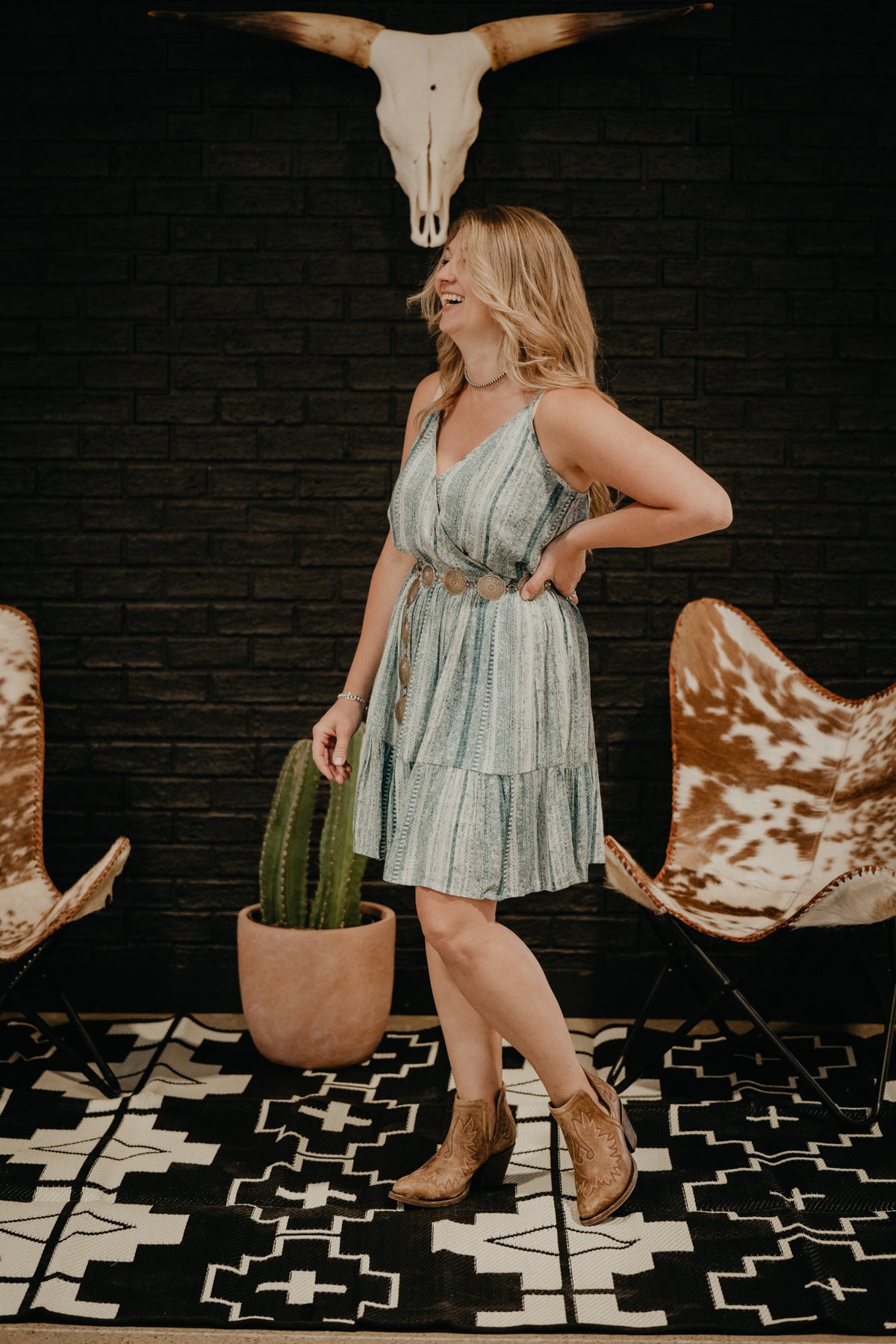 'Beckette' Denim Striped Mini Dress by Justin (1 XS Only)