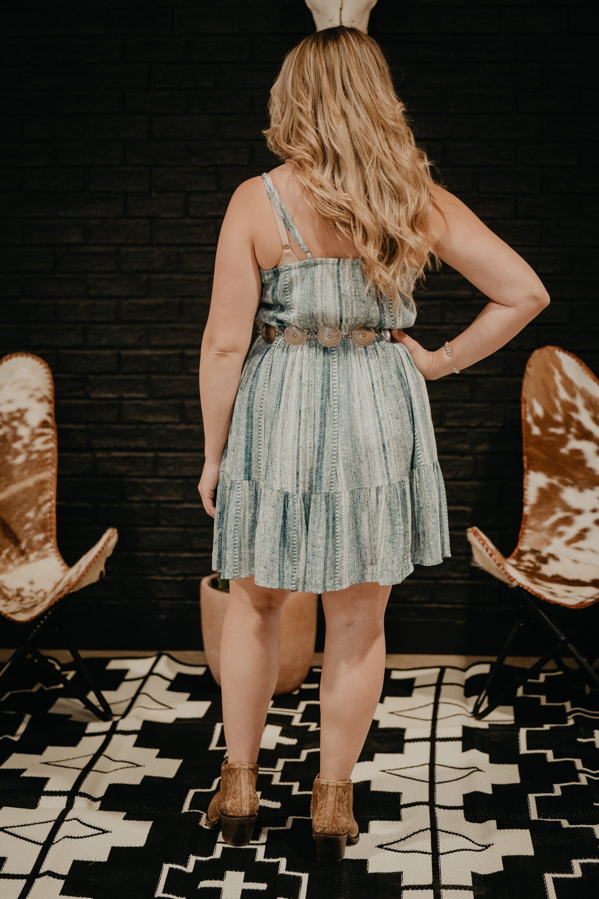 'Beckette' Denim Striped Mini Dress by Justin (1 XS Only)