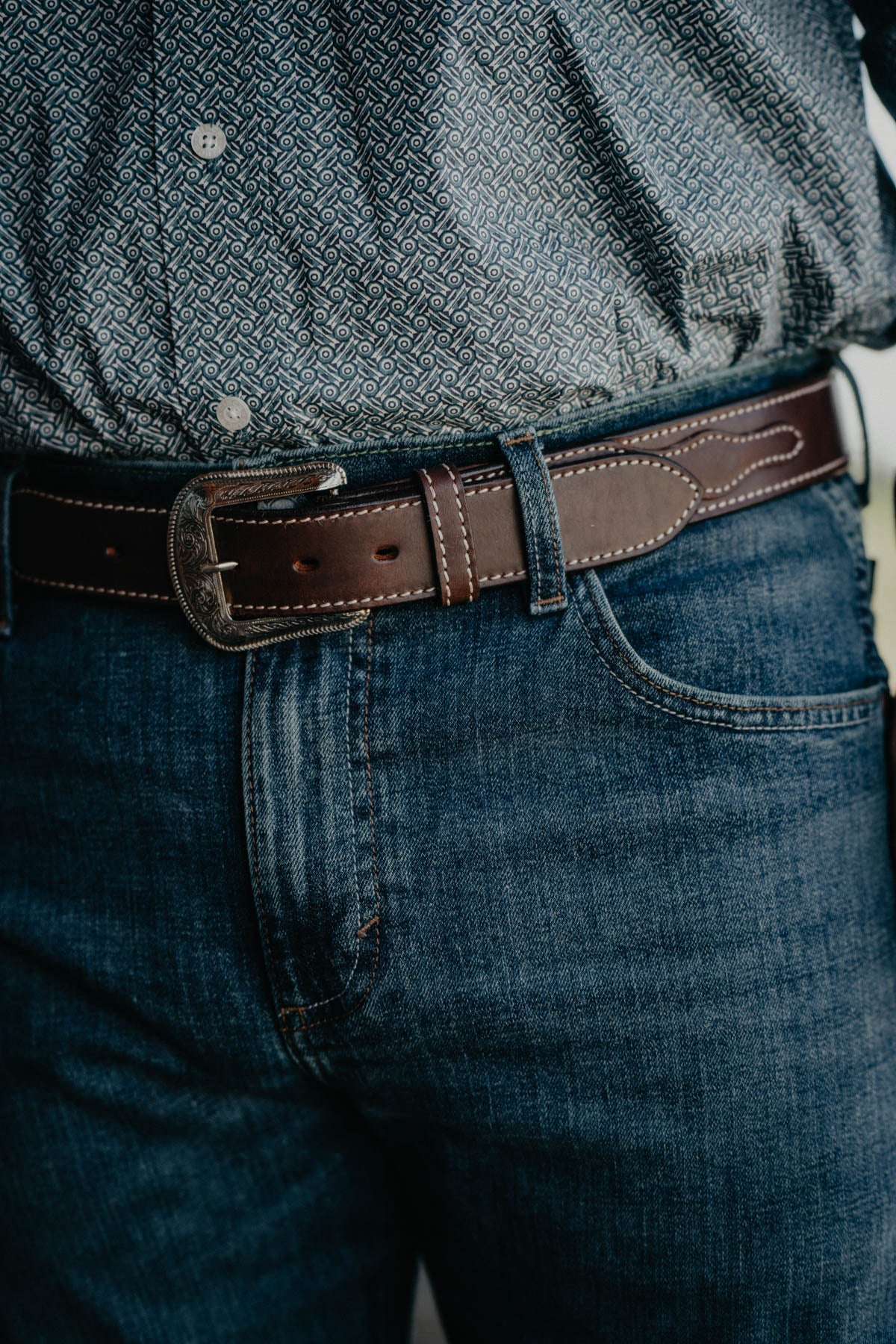 Ranger Men's Simple Dark Brown Leather Belt (30 - 46")