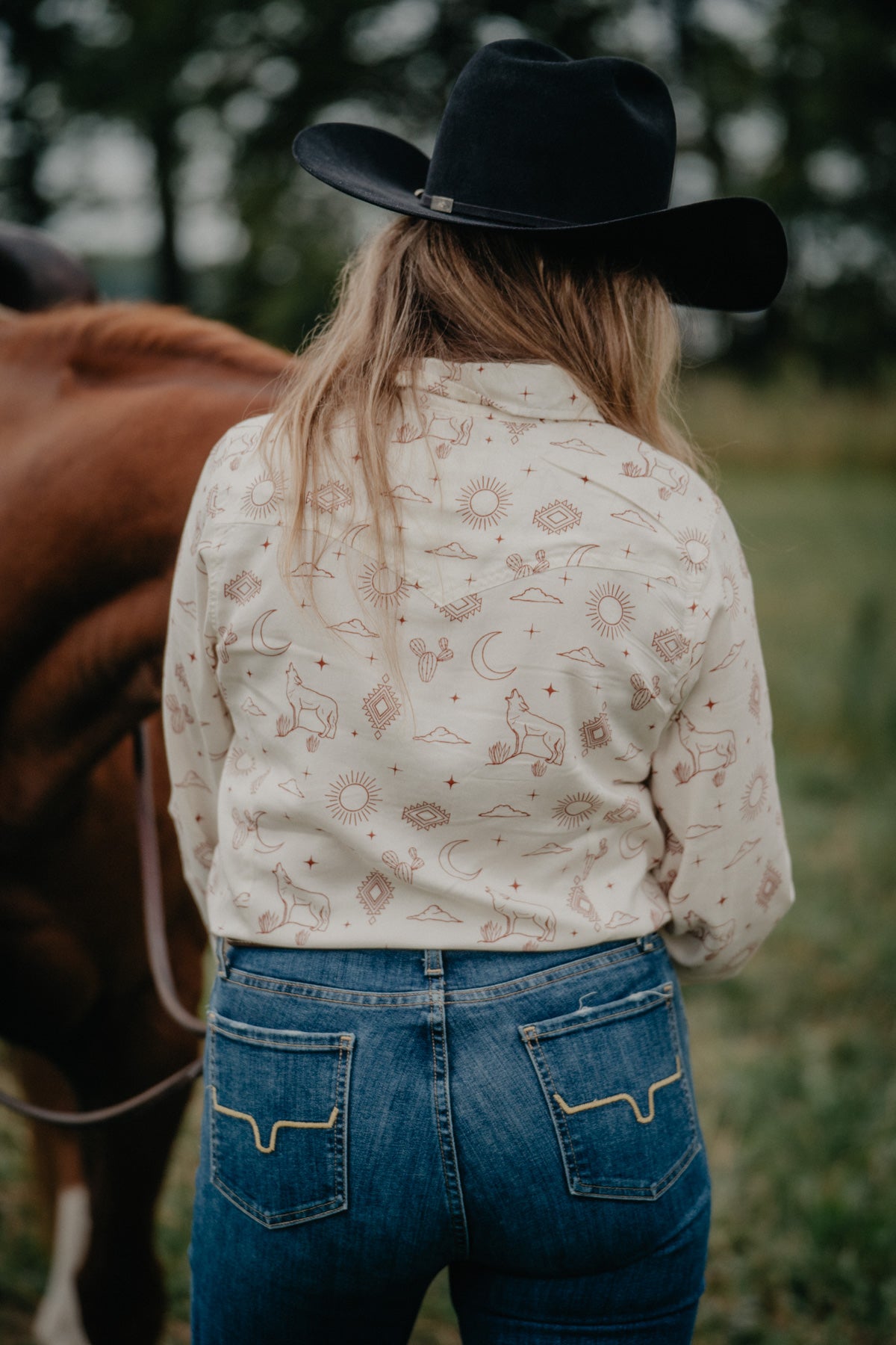 'Luna' Western Toile Long Sleeve Pearl Snap (3 M Only)