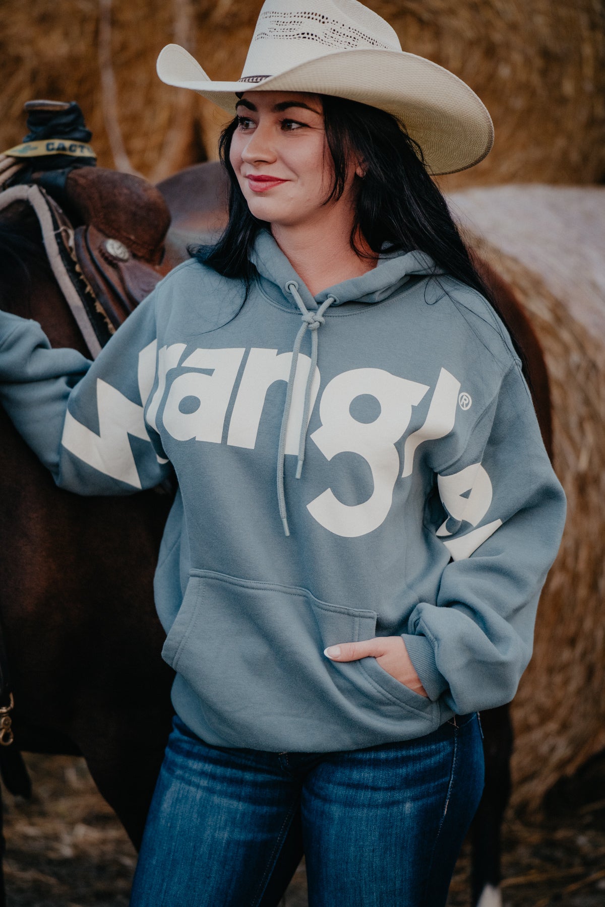 'Mellie' Powder Blue Wrangler Retro Hoodie (XS-M)