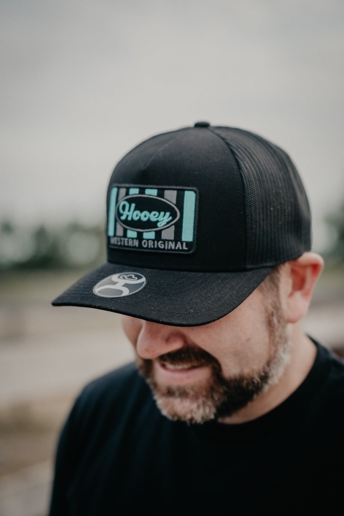 'Sudan' 5-Panel Teal and Black Mid Profile Hooey Trucker Hat