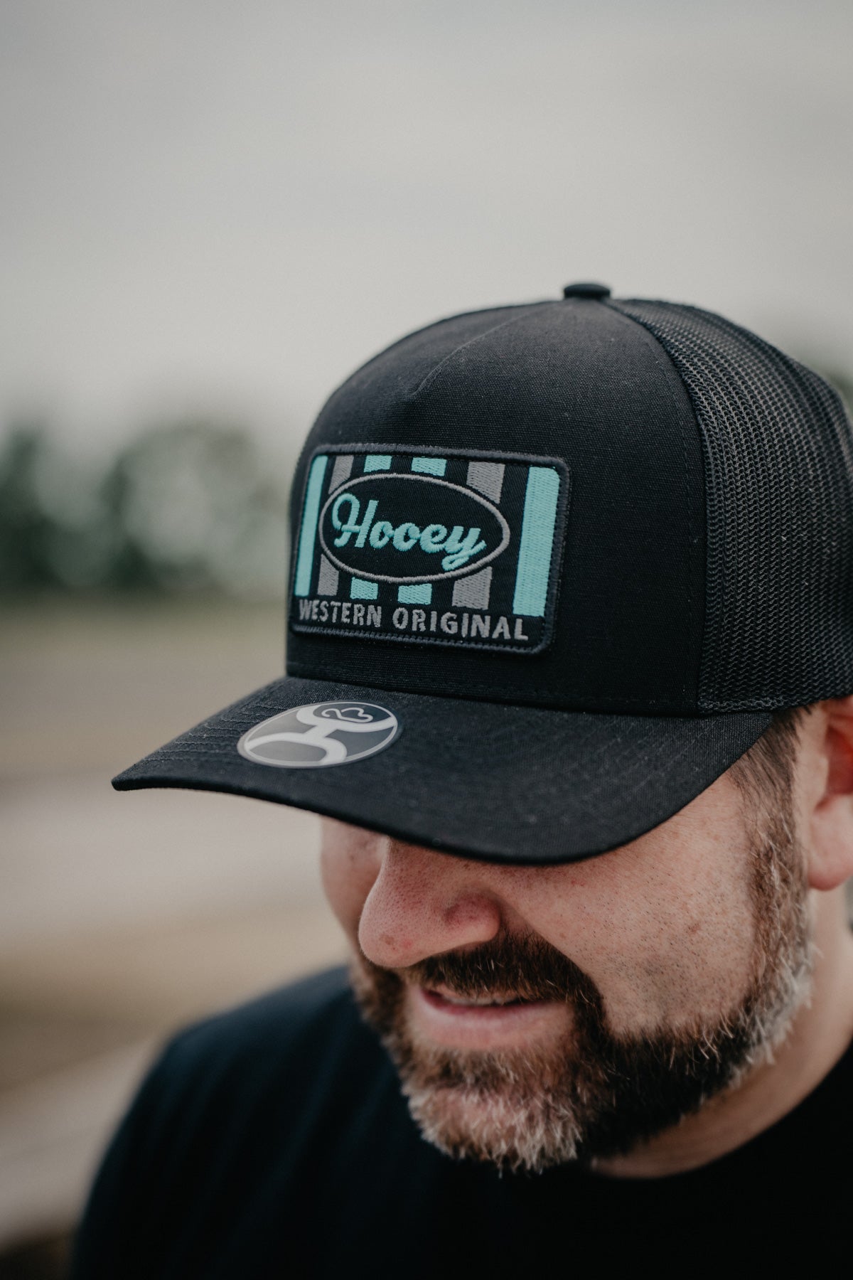 'Sudan' 5-Panel Teal and Black Mid Profile Hooey Trucker Hat