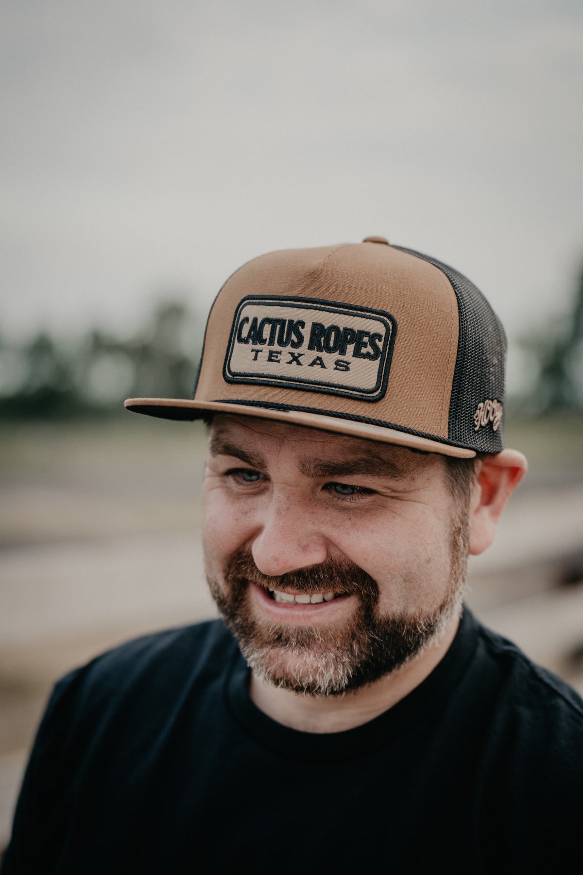 'Cactus Ropes' 5-Panel Black Hooey High Profile Trucker Hat