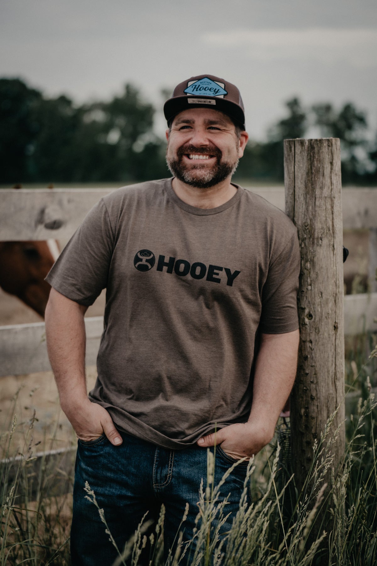 Men's Hooey 'Lock Up' Brown Logo T Shirt