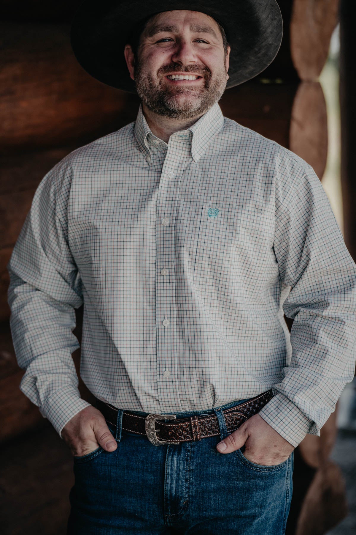 'Hal' CINCH Men's Cream Plaid Button Down (1 S ONLY)