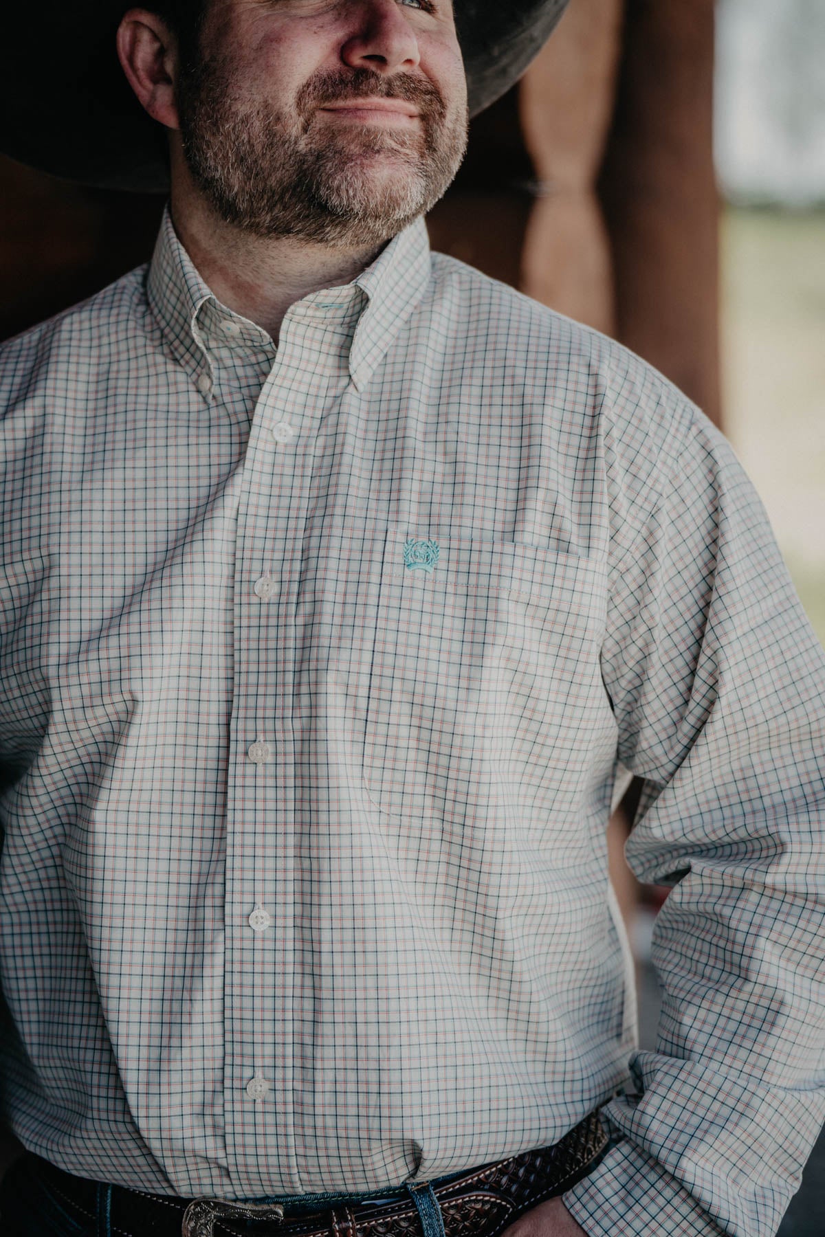 'Hal' CINCH Men's Cream Plaid Button Down (1 S ONLY)