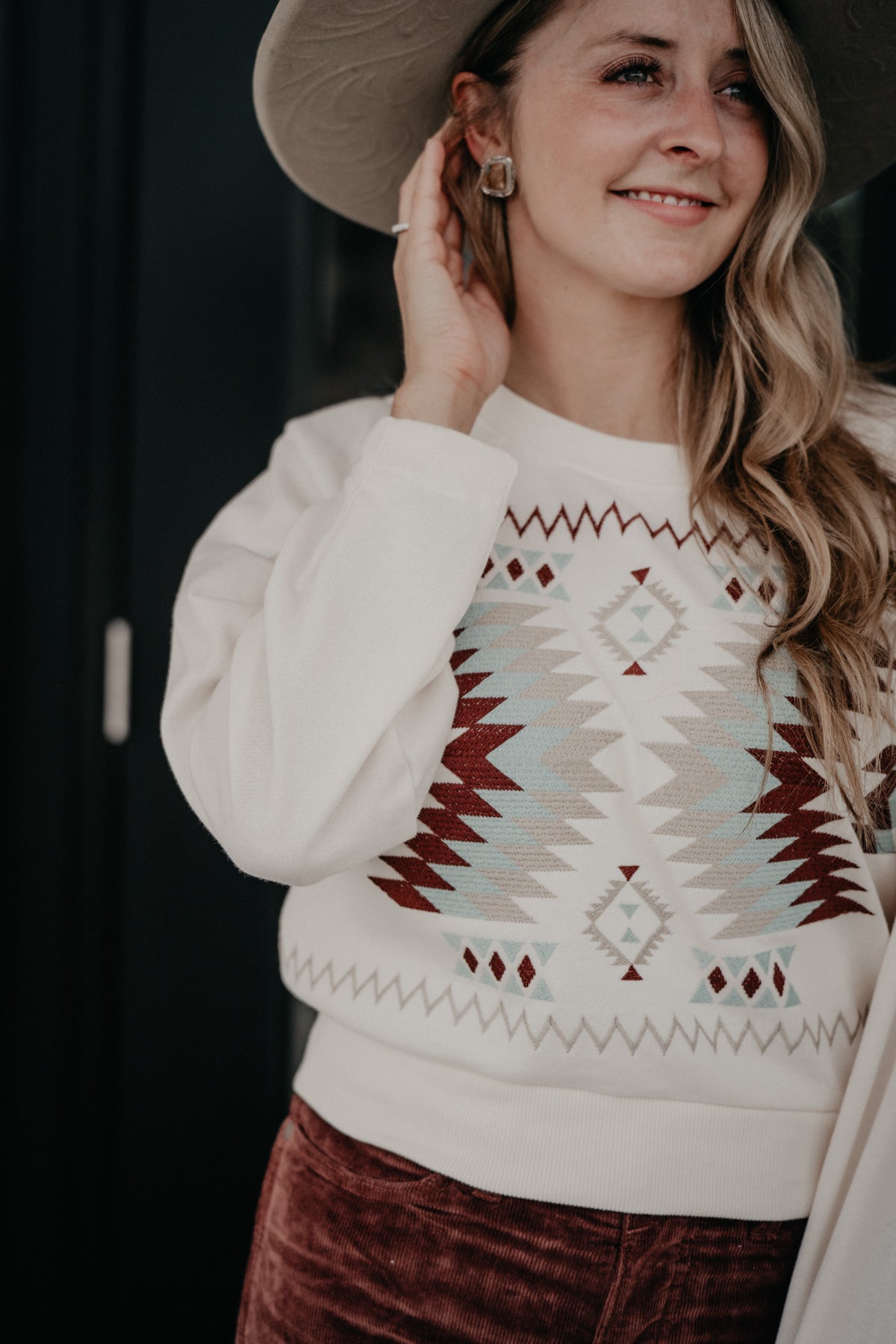 'Sahara' Rust and Teal Southwest Embroidered Pullover by Ariat (XS - XXL)