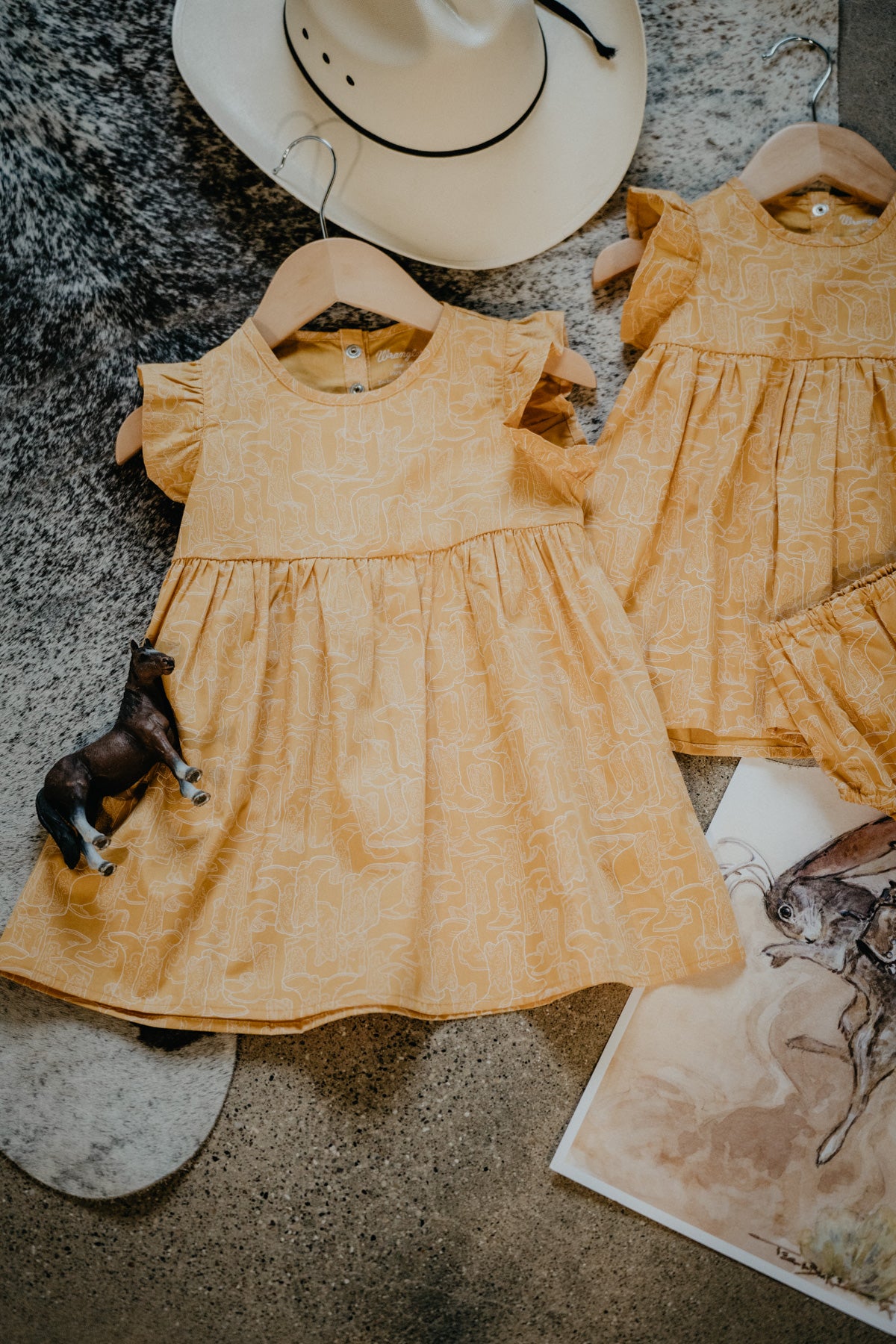 Infant Girls Boot Print Dress with Diaper Cover (0-3 to 2T)