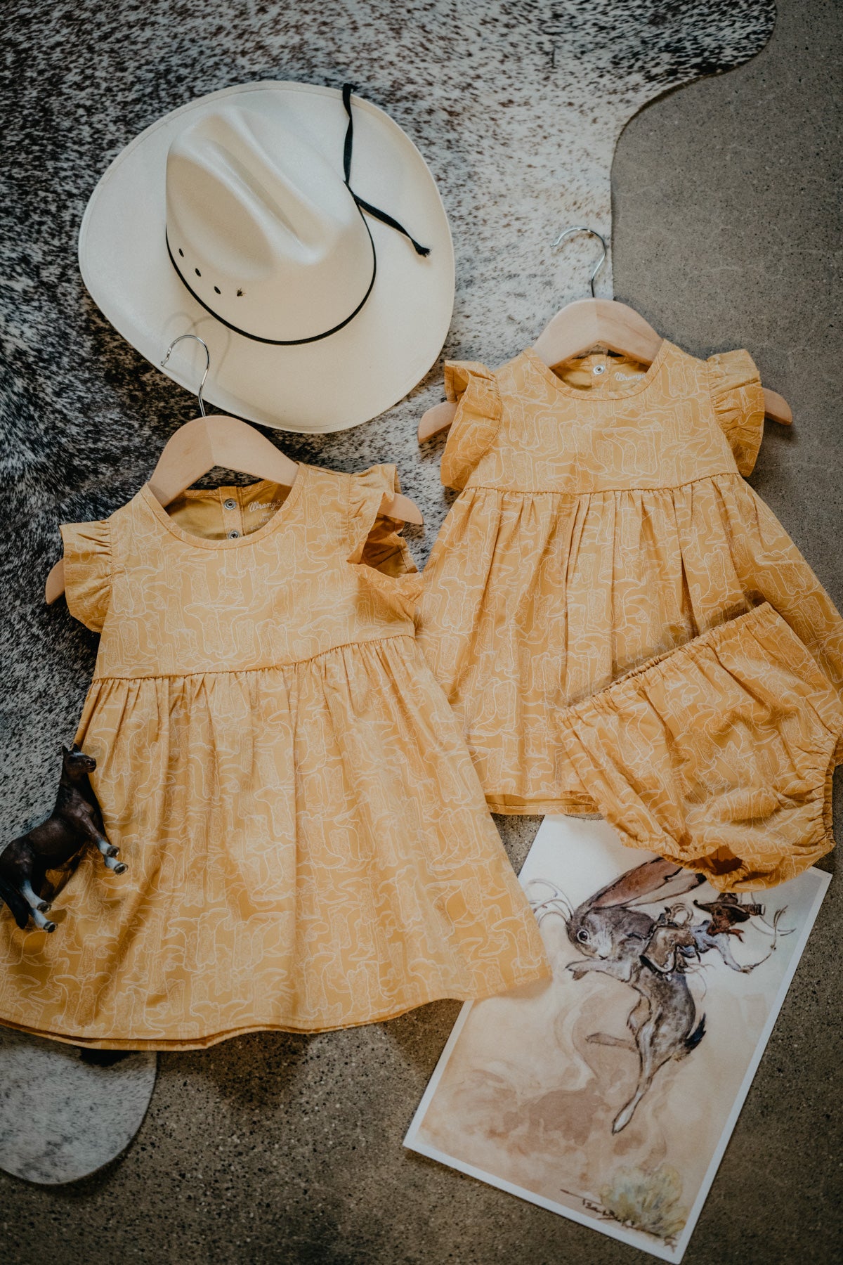 Infant Girls Boot Print Dress with Diaper Cover (0-3 to 2T)