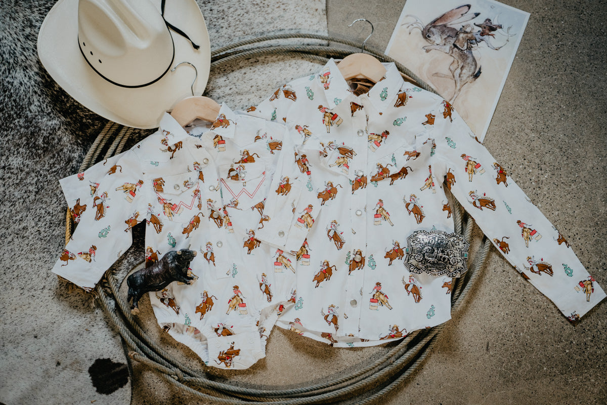 Baby Girls Wrangler Western Print Pearl Snap Onesie