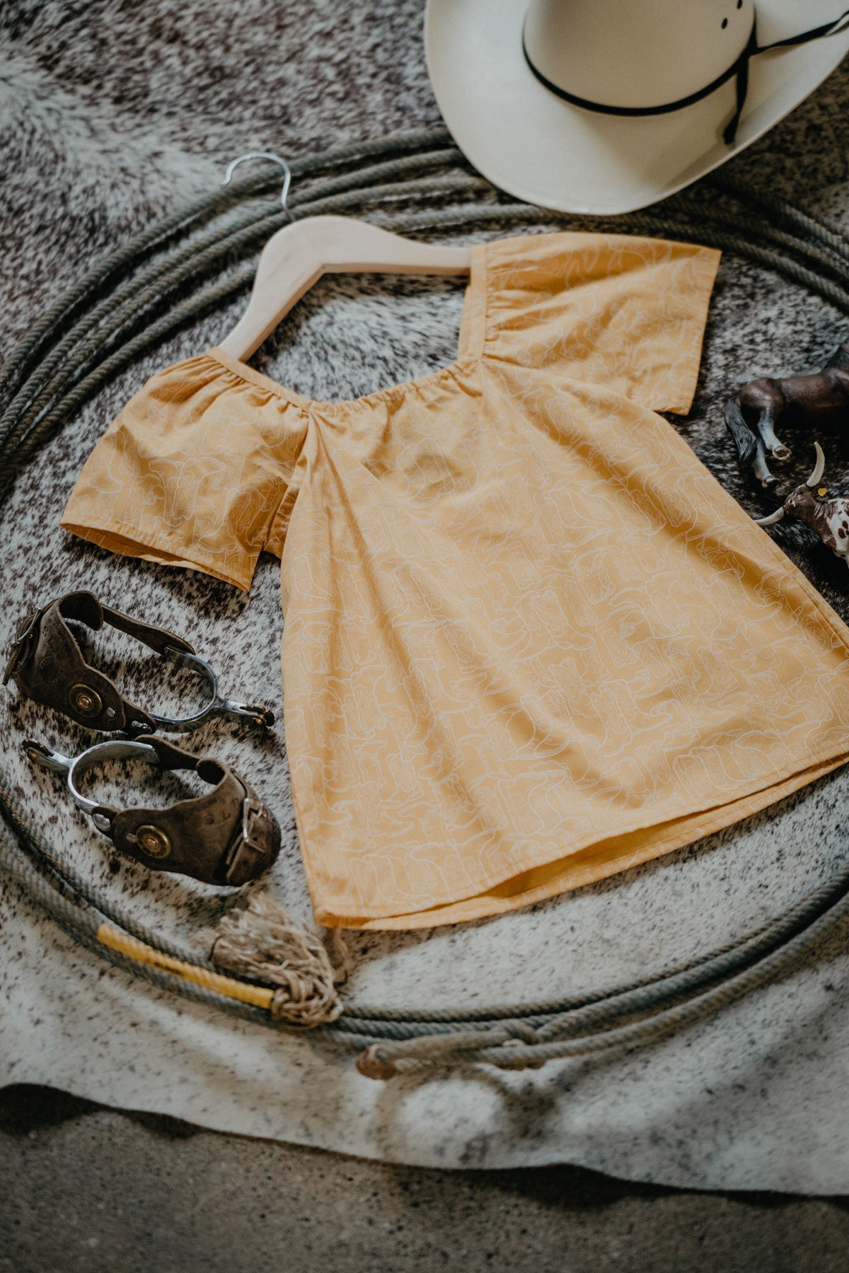 Girls Wrangler Yellow Boot Print Square Neck Top (4-5T to 10/12)