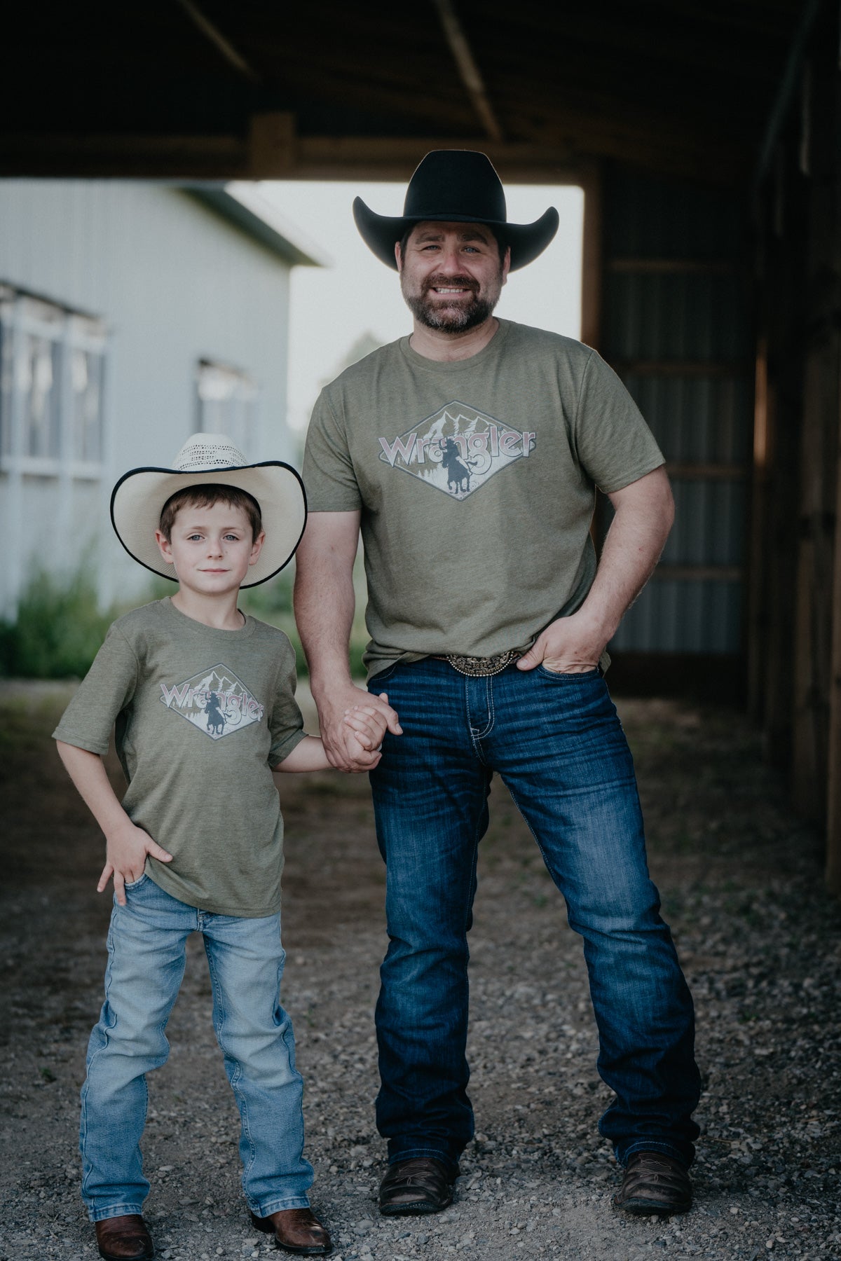Men's Olive Diamond Wrangler Logo T Shirt