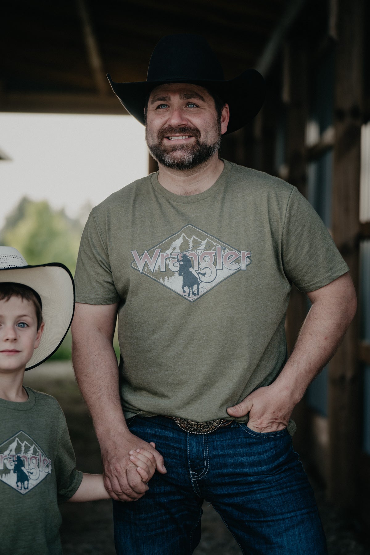 Men's Olive Diamond Wrangler Logo T Shirt